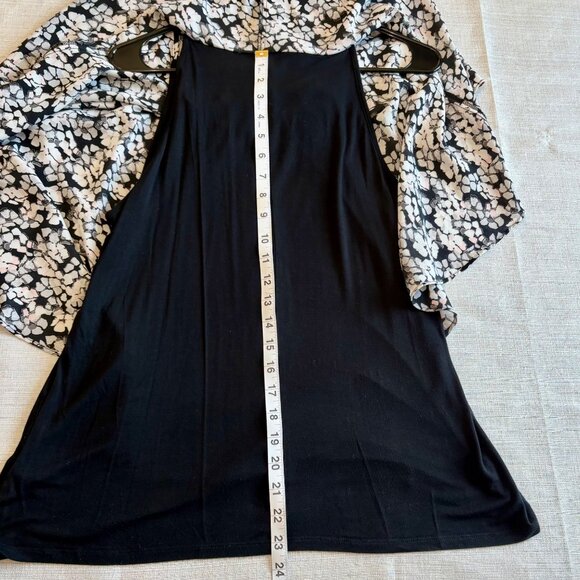 Elle Womens Floral Print Batwing Sleeve Blouse With Black Inner Layer Size L - Picture 10 of 11